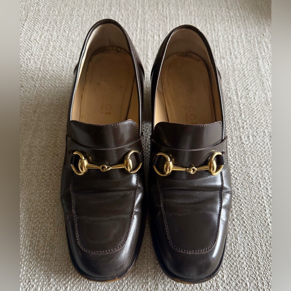 GUCCI Dark Brown Leather Loafers